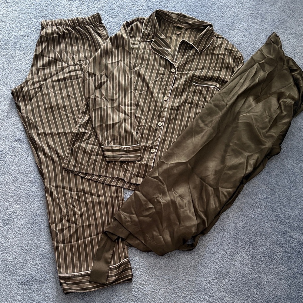 Victoria's Secret Black and Gray Striped Pajama Set